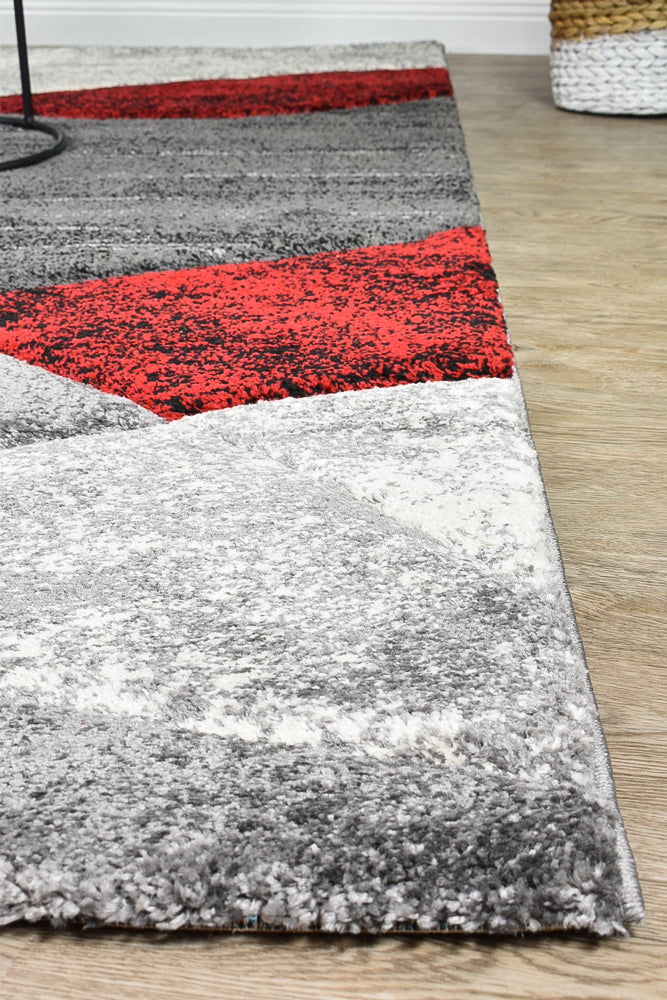 Millard 298 Dark Grey Red Rug