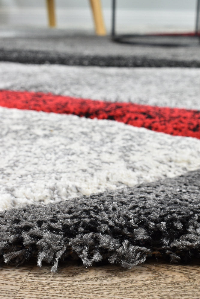 Millard 298 Dark Grey Red Rug