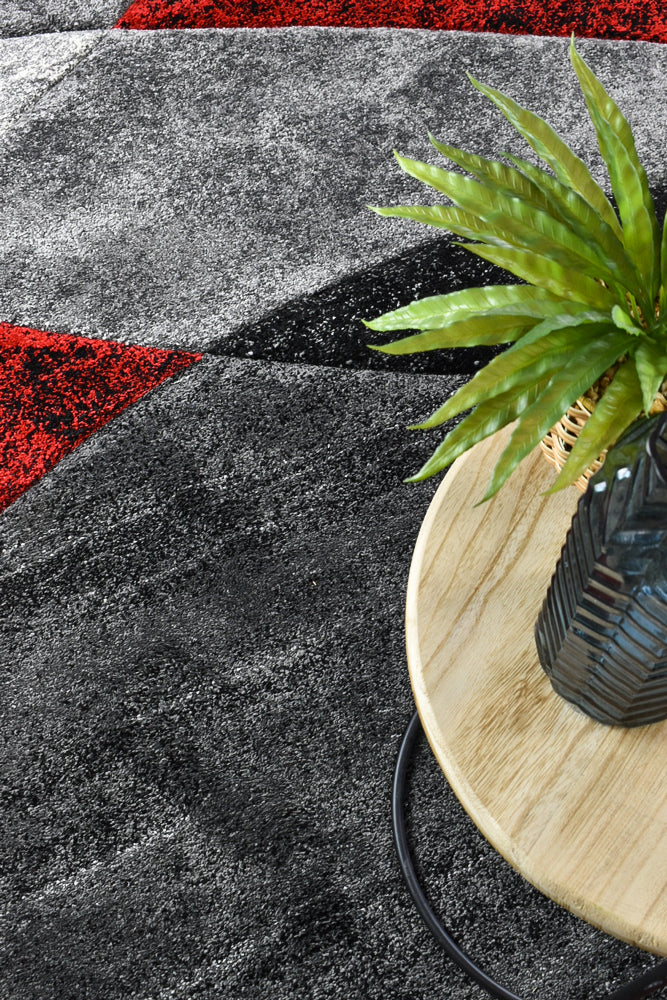 Millard 298 Dark Grey Red Rug