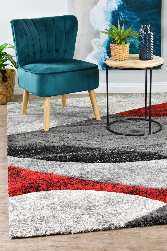 Millard 298 Dark Grey Red Rug